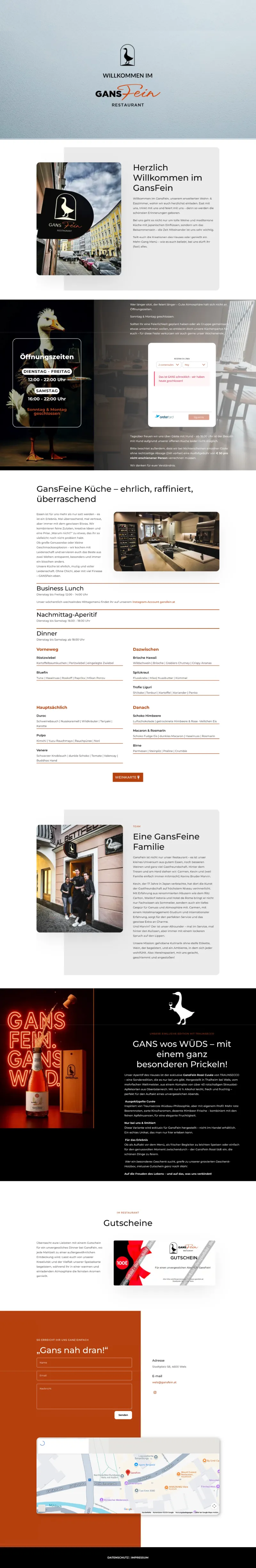 GansFein — web del restaurante y suites con identidad visual completa